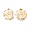 Brass Micro Pave Clear Cubic Zirconia Pendants, Nickel Free, Flat Round with Number Eight & Moon & Star, Real 18K Gold Plated, 25x23x1.5mm, Hole: 1.4mm
