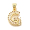 Rack Plating Brass Micro Pave Cubic Zirconia Pendants, Long-Lasting Plated, Lead Free & Cadmium Free,Real 18K Gold Plated, Letter Charms, Letter G, 16x12x2mm Hole: 5x3mm
