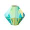 Preciosa® Crystal Beads, Czech Crystal, Bicone(451 69 302 Rondelle), 50520 20000 Peridot AB 2x, 6mm, Hole: 1mm