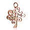 304 Stainless Steel Pendants, Tree of Life, Rose Gold, 20.5x20x1mm, Hole: 2.5mm