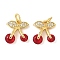 Brass Micro Pave Cubic Zirconia Pendants, Cherry Charms, Rack Plating, Long-Lasting Plated, Cadmium Free & Lead Free, with Jump Ring, Golden, 11.5x11.5x4mm, Hole: 3.5mm