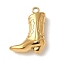 304 Stainless Steel Pendants, Ion Plating(IP), Boot Charms, Real 14K Gold Plated, 15.5x11x3.5mm, Hole: 1.4mm