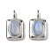 Opalite Rectangle with Oval Charms, with 304 Stainless Steel Settings, Stainless Steel Color, 13.5x8x4.5mm, Hole: 3x1mm