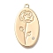 Brass Micro Pave Cubic Zirconia Pendants, Cadmium Free & Nickel Free & Lead Free, Birthday Flower Charms, June Rose, 26x14x1mm, Hole: 1.2mm