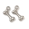 Non-Tarnish 304 Stainless Steel Pendants, Dog Bone Charm, Stainless Steel Color, 15x9.5x2.5mm, Hole: 1.8mm