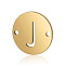 201 Stainless Steel Links connectors, Flat Round with Letter, Golden, Letter.J, 12x0.8mm, Hole: 0.8mm