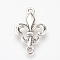 Tibetan Style Alloy Links connectors, Fleur De Lis, Cadmium Free & Lead Free, Antique Silver, 32x20x4.5mm, Hole: 2.5mm