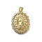 Brass Micro Pave Cubic Zirconia Pendants, Virgin Mary, Rack Plating, Long-Lasting Plated, Cadmium Free & Lead Free, Oval, 23.5x18x3.5mm, Hole: 4.5x3.5mm