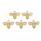 Alloy Enamel Pendants, Cadmium Free & Lead Free, Light Gold, Bees, Deep Sky Blue & Gold, 17.5x22.5x4mm, Hole: 2mm