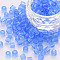 Transparent Glass Bugle Beads, Round Hole, Royal Blue, 4x5mm, Hole: 1.6mm, about 2250pcs/bag