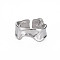 Non-Tarnish 304 Stainless Steel Irregular Cuff Ring, Wide Band Open Ring for Women, Stainless Steel Color, US Size 9(18.9mm)