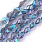 Electroplate Glass Beads Strands, Full Rainbow Plated, teardrop, Faceted, Colorful, 8.5x6x6mm, Hole: 1mm, 21.2~23.2 inch(54~59cm), 65~70pcs/strand