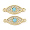 Rack Plating Brass Pave Cubic Zirconia Connector Charms, Eye Links, Lead Free & Cadmium Free, Long-Lasting Plated, Real 18K Gold Plated, 6.5x16x2mm, Hole: 1.2mm