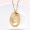 Hollow Textured Oval 304 Stainless Steel Pendant Necklaces, Ion Plating(IP), Real 18K Gold Plated, 17.95 inch(45.6cm)