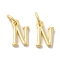 Brass Pendants, Cadmium Free & Nickel Free & Lead Free, with Jump Ring, Letter N, 10x6x1.5mm, Ring: 5x1mm, inner diameter: 3mm