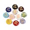 Glass Beads, Flat Round with Flower, Golden Metal Enlaced, Mixed Color, 18x6~7mm, Hole: 0.9~1mm