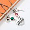 2Pcs Alloy Emerald and Rose Rhinestone Witch Best Friends Heart Pendant Couple Necklaces for Women, Platinum, 19.69 inch(50cm), Heart: 20x13mm