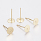 304 Stainless Steel Stud Earring Findings, Flat Round, Real 24K Gold Plated, 12mm, Pin: 0.8mm
