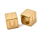 304 Stainless Steel European Beads, Large Hole Beads, Cube with Letter, Golden, Letter U, 7x7x7mm, Hole: 5.5mm
