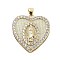 Brass Micro Pave Cubic Zirconia Pendants, Long-Lasting Plated, Cadmium Free & Lead Free, Heart Charms, Real 18K Gold Plated, 26x24x5mm, Hole: 4x3.5mm