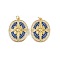 Brass Micro Pave Cubic Zirconia Pendants, Oval with Star Charms, with Jump Ring, Rack Plating, Real 18K Gold Plated, Lead Free & Cadmium Free, Long-Lasting Plated, Blue, 28x22x5mm, Hole: 3.4mm