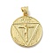Brass Pendants, Long-Lasting Plated, Cadmium Free & Lead Free, Morningstar Pentecostal Coin Charm, Golden, 23x20x2.7mm, Hole: 4x2.7mm