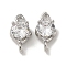 Brass Clear Cubic Zirconia Connector Charms, Cadmium Free & Nickel Free & Lead Free, Oval Links, Platinum, 14.5x7x5mm, Hole: 1.4mm