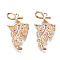 Brass Micro Pave Cubic Zirconia Pendants, Light Gold, Long-Lasting Plated, Cadmium Free & Lead Free, Leaf, Clear, 23.5x13x3mm, Hole: 1.5mm