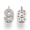 Brass Micro Pave Clear Cubic Zirconia Charms, Number, Platinum, Num.9, 9.5~10x4~6.5x2mm, Hole: 0.8mm