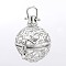 Round with Heart Brass Hollow Cage Pendants, For Chime Ball Pendant Necklaces Making, Lead Free & Cadmium Free &Nickel Free, Platinum, 38x25mm, Hole: 5x6mm, 20.5mm inner diameter