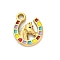 304 Stainless Steel Enamel Pendants, Ion Plating(IP), Real 18K Gold Plated, Horse, Colorful, 15.5x13x3mm, Hole: 2mm
