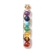 Chakra Gemstone Round Beaded Big Pendants, Light Gold Plated Alloy Oval Charms, Mixed Dyed and Undyed, 55x10x6mm, Hole: 3mm