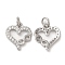 Eco-Friendly Brass Micro Pave Cubic Zirconia Pendants, with Jump Ring, Lead Free & Cadmium Free, Heart with Infinity, Platinum, 14x12x2mm, Hole: 3mm
