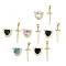 Brass Micro Pave Cubic Zirconia Pendant Sets, Sword & Heart Charms, with Glass, Long-Lasting Plated, Cadmium Free & Lead Free, Rack Plating, Real 18K Gold Plated, Mixed Color, heart: 14.5x17x9mm, Hole: 1.2mm