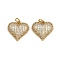 Brass Micro Pave Cubic Zirconia Pendants, Heart, with Jump Ring, Real 16K Gold Plated, 17x17.5x5mm, Hole: 3.5mm