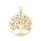 Rack Plating Eco-Friendly Alloy Big Pendants, with Rhinestone, Lead Free & Nickel Free & Cadmium Free, The Tree of Life, Matte Gold Color, 65x59.5x3mm, Hole: 11.5x7mm