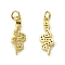 Brass Micro Pave Cubic Zirconia Pendants, Cadmium Free & Nickel Free & Lead Free, with Jump Ring, Snake Charms, Golden, 22x17.5x2mm, Hole: 3mm