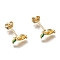 Brass Stud Earrings, with Cubic Zirconia and Ear Nuts, Horse Eye, Gold, Golden, 9x5mm, Pin: 0.7mm