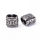 304 Stainless Steel Slide Charms/Slider Beads, For Leather Cord Bracelets Making, Antique Silver, 13.5x12.5x8.5mm, Hole: 10.5x5.5mm