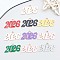 10Pcs Alloy Enamel Pendants, Number 2026 Charm, Light Gold, Mixed Color, 18x36x1mm, Hole: 3mm