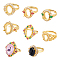 UNICRAFTALE 6Pcs 6 Styles Prong Ring Blanks Adjustable Claw Prong Ring Settings Gemstones Ring Bases Golden Blank Oval Finger Ring Cubic Zirconia Ring Components for DIY Crystals Jewelry Making