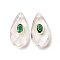 Natural Quartz Crystal Pendants, Rock Crystal Faceted Teardrop Gems Charms with Brass Micro Pave Cubic Zirconia Findings, Golden, 25.5x13~13.5x6mm, Hole: 1mm