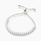 Brass Cubic Zirconia Bolo Tennis Bracelets, Slider Bracelets, Square, Clear, Platinum, 1-1/8 inch~2-5/8 inch(3~6.8cm)