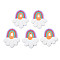 Handmade Polymer Clay Pendants, Rainbow & April Daisy, White, 41~42x34~37x4~6mm, Hole: 1.8mm