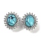 Synthetic Turquoise Sew on Rhinestone, with Brass Micro Pave Cubic Zirconia Findings, Cadmium Free & Nickel Free & Lead Free, Oval, Platinum, 13x11x8.5mm, Hole: 1.5mm