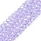 Electroplate Glass Beads Strands, AB Color Plated, Faceted, Rondelle, Lilac, 4x3mm, Hole: 0.4mm, about 110~115pcs/strand, 39~40cm