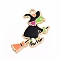 Halloween Alloy Enamel Pendants, Witch Charm, Golden, 25.5x28x1mm, Hole: 2mm