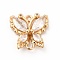 Brass with K9 Glass Connector Charms, Cadmium Free & Nickel Free & Lead Free, Golden Butterfly Links, Crystal, 16x15.5x4mm, Hole: 1.5mm