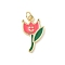 Brass Enamel Pendants, with Jump Ring, Lead Free & Cadmium Free, Long-Lasting Plated, Real 18K Gold Plated, Rack Plating, Flower, 22x12.5x2mm, Hole: 3.2mm