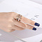 Roman Numerals 304 Stainless Steel & Crystal Rhinestone Finger Rings, Rose Gold, US Size 8(18.1mm)